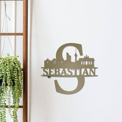 Berlin Silhouette Personalized Name Sign , Metal Monogram Sign, Berlin Wall Art, Housewarming Sign Gift, Berlin City Art, Custom Wall Decor