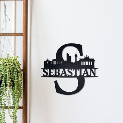 Berlin Silhouette Personalized Name Sign , Metal Monogram Sign, Berlin Wall Art, Housewarming Sign Gift, Berlin City Art, Custom Wall Decor