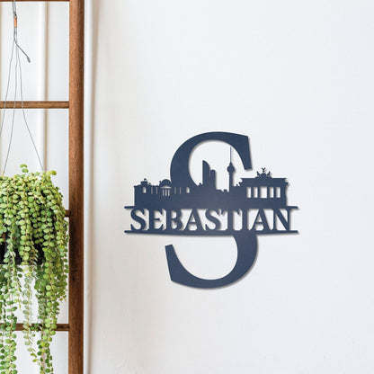 Berlin Silhouette Personalized Name Sign , Metal Monogram Sign, Berlin Wall Art, Housewarming Sign Gift, Berlin City Art, Custom Wall Decor