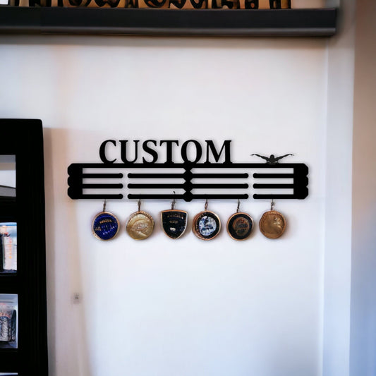 Custom Name Medal Hanger, Medal Holder Custom Text, Medal Hanger,Award Display, Medal Rack 12 Rungs for Medals & Ribbons,Personalized Hanger