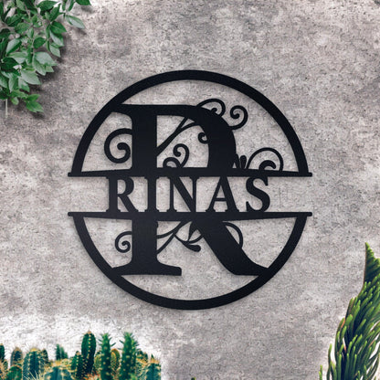 Custom Name Metal Sign, Gifts for Him Her, Metal Wall Art, Stylish Metal Initial Door Hanger