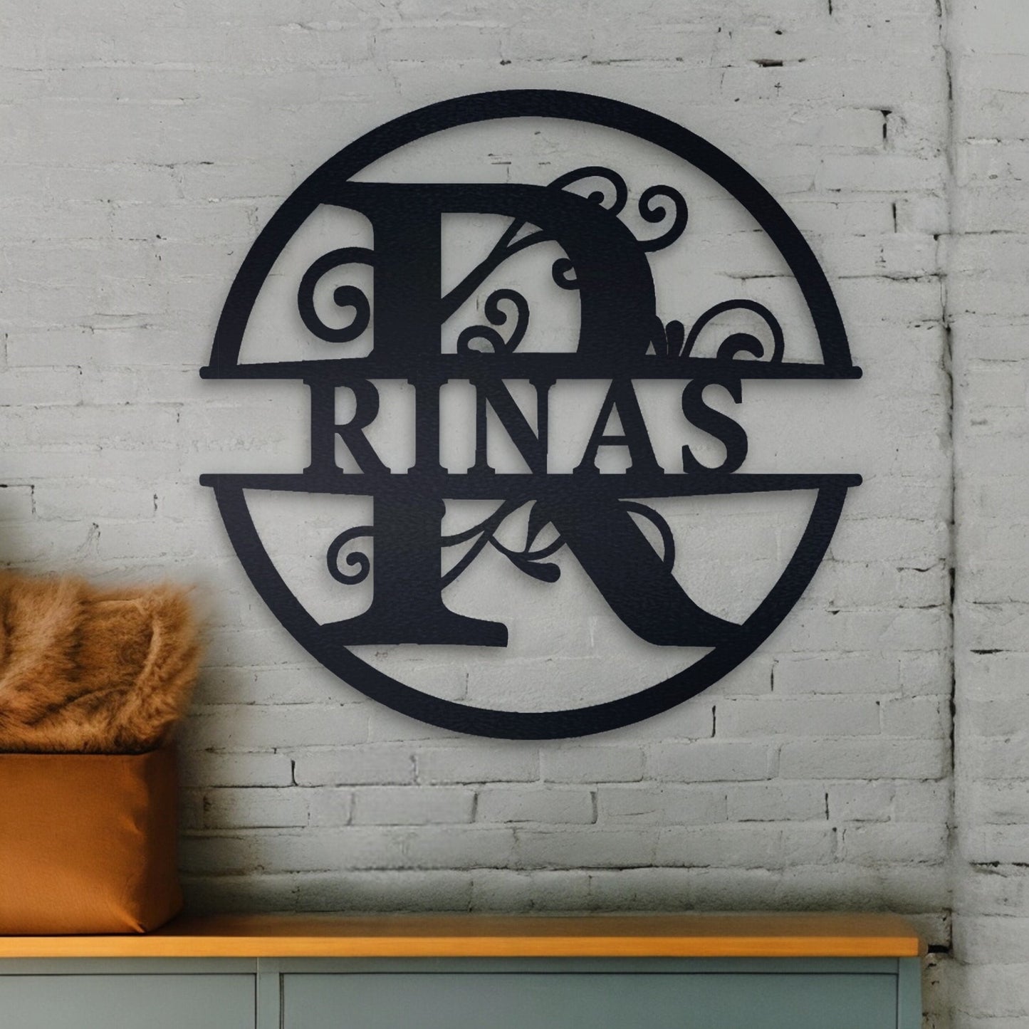 Custom Name Metal Sign, Gifts for Him Her, Metal Wall Art, Stylish Metal Initial Door Hanger